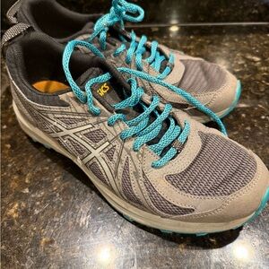 Asics grey & teal sneakers, like new